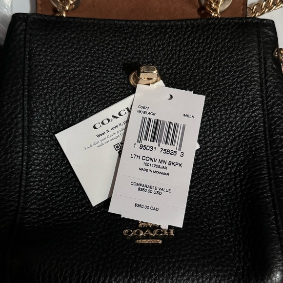 Coach Black Backpack with Gold Chain - Picture 5 of 5